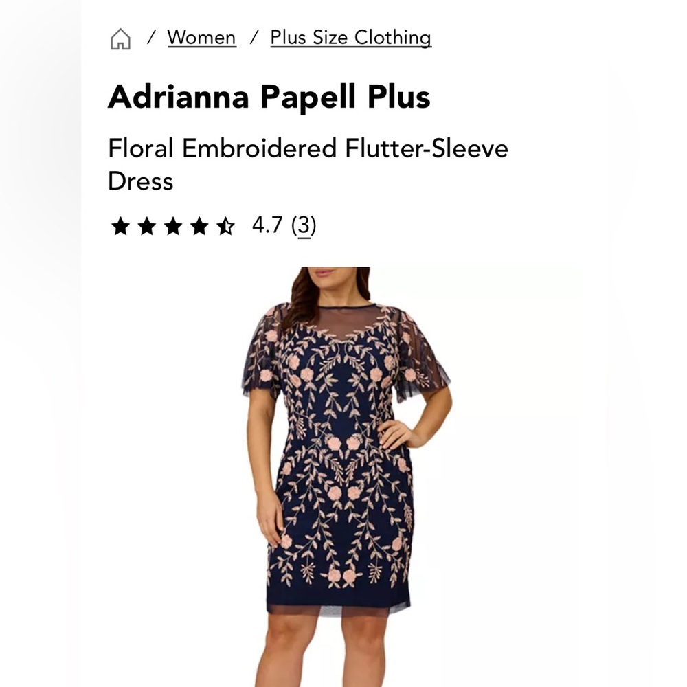 Like new Adrianna Papell Navy and Pink Floral Dress Size 16